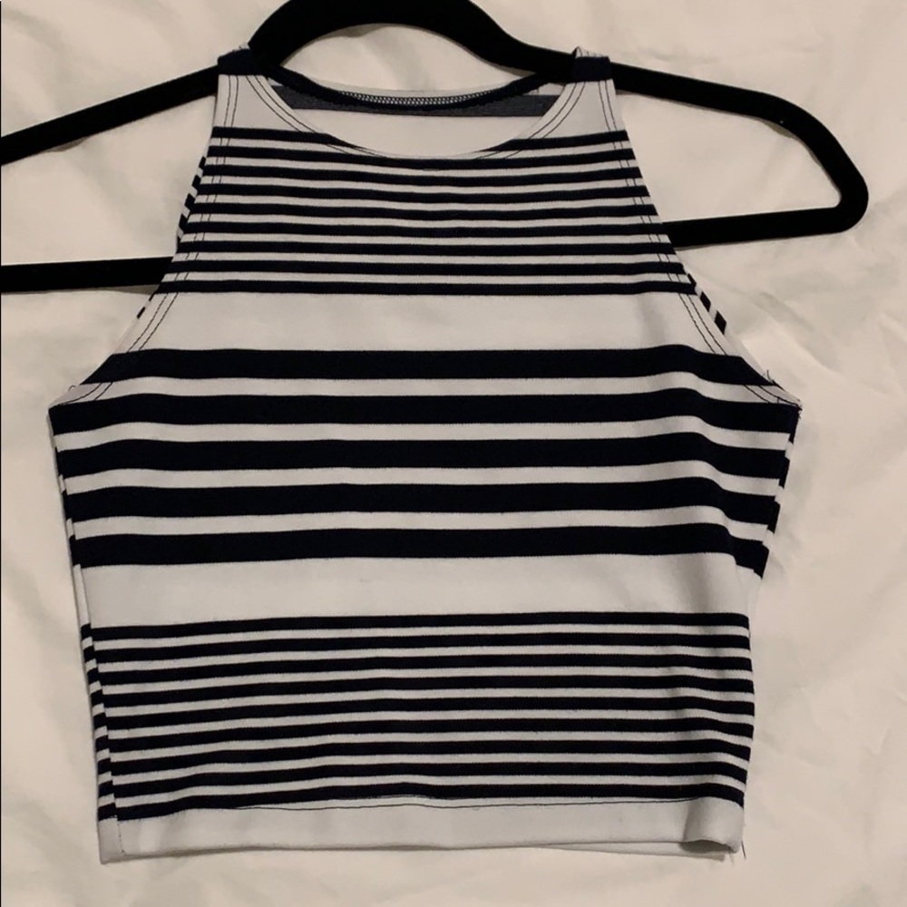 Blue & white cropped tank